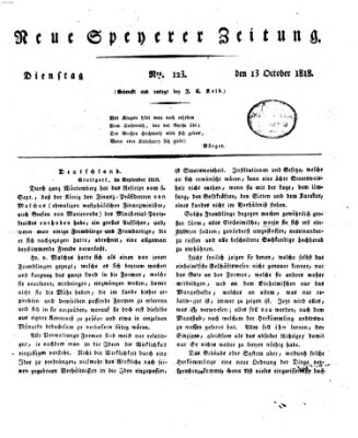 Neue Speyerer Zeitung Dienstag 13. Oktober 1818