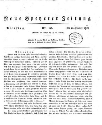 Neue Speyerer Zeitung Dienstag 20. Oktober 1818