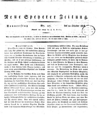 Neue Speyerer Zeitung Donnerstag 22. Oktober 1818