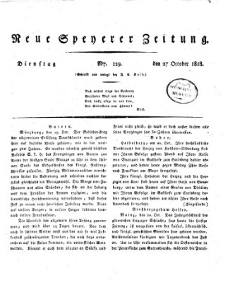 Neue Speyerer Zeitung Dienstag 27. Oktober 1818