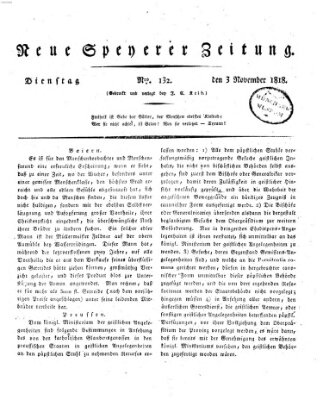 Neue Speyerer Zeitung Dienstag 3. November 1818