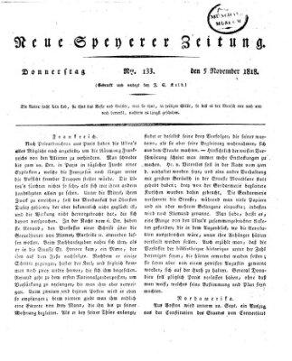 Neue Speyerer Zeitung Donnerstag 5. November 1818