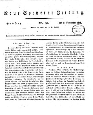 Neue Speyerer Zeitung Samstag 21. November 1818