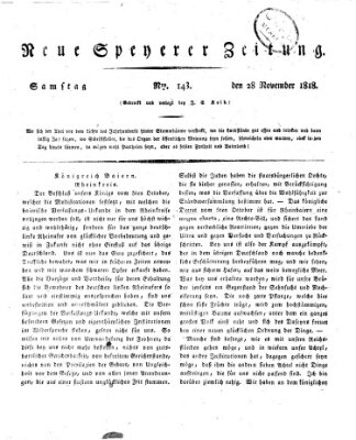 Neue Speyerer Zeitung Samstag 28. November 1818