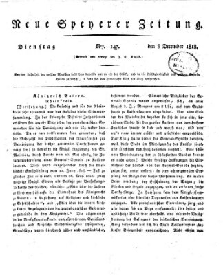 Neue Speyerer Zeitung Dienstag 8. Dezember 1818
