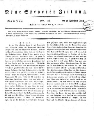 Neue Speyerer Zeitung Samstag 26. Dezember 1818