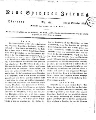 Neue Speyerer Zeitung Dienstag 29. Dezember 1818