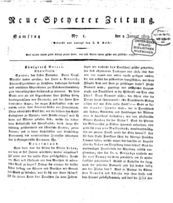 Neue Speyerer Zeitung Samstag 2. Januar 1819