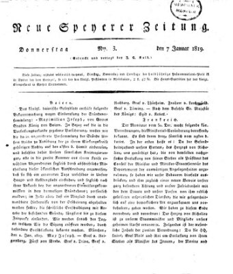 Neue Speyerer Zeitung Donnerstag 7. Januar 1819