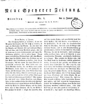 Neue Speyerer Zeitung Dienstag 12. Januar 1819