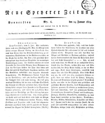 Neue Speyerer Zeitung Donnerstag 14. Januar 1819