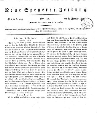 Neue Speyerer Zeitung Samstag 30. Januar 1819