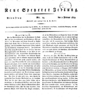 Neue Speyerer Zeitung Dienstag 2. Februar 1819