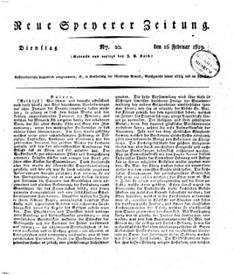 Neue Speyerer Zeitung Dienstag 16. Februar 1819