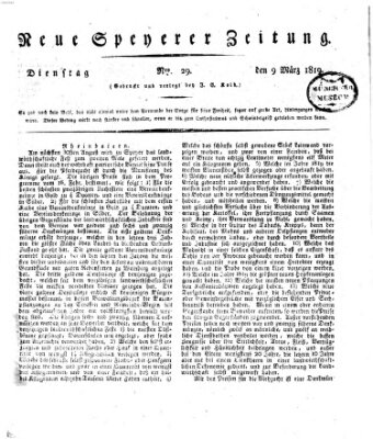 Neue Speyerer Zeitung Dienstag 9. März 1819