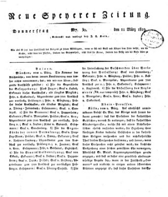 Neue Speyerer Zeitung Donnerstag 11. März 1819