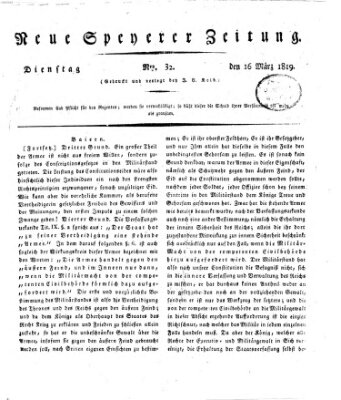 Neue Speyerer Zeitung Dienstag 16. März 1819