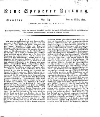 Neue Speyerer Zeitung Samstag 20. März 1819