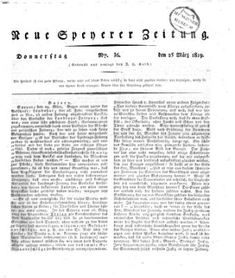 Neue Speyerer Zeitung Donnerstag 25. März 1819