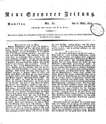 Neue Speyerer Zeitung Samstag 27. März 1819