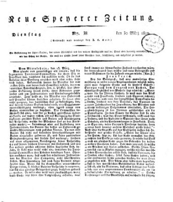 Neue Speyerer Zeitung Dienstag 30. März 1819