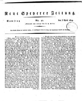 Neue Speyerer Zeitung Samstag 3. April 1819