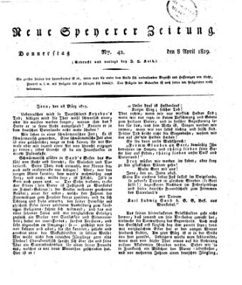 Neue Speyerer Zeitung Donnerstag 8. April 1819