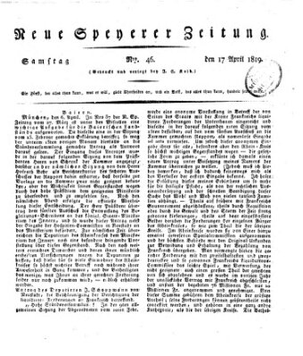 Neue Speyerer Zeitung Samstag 17. April 1819