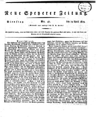 Neue Speyerer Zeitung Montag 19. April 1819