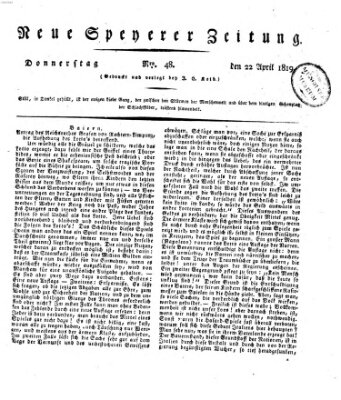 Neue Speyerer Zeitung Donnerstag 22. April 1819