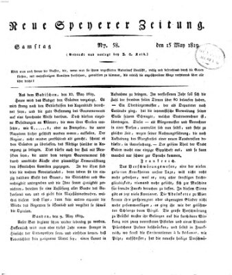 Neue Speyerer Zeitung Samstag 15. Mai 1819