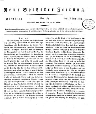 Neue Speyerer Zeitung Dienstag 18. Mai 1819