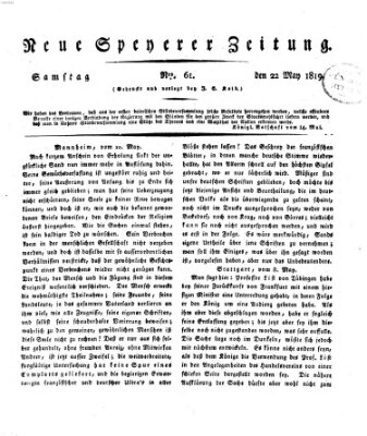 Neue Speyerer Zeitung Samstag 22. Mai 1819