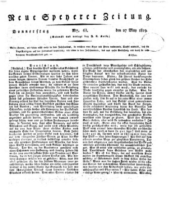 Neue Speyerer Zeitung Donnerstag 27. Mai 1819