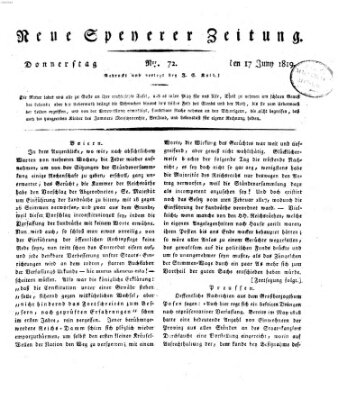 Neue Speyerer Zeitung Donnerstag 17. Juni 1819