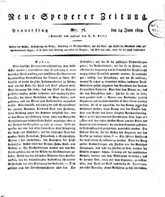 Neue Speyerer Zeitung Donnerstag 24. Juni 1819