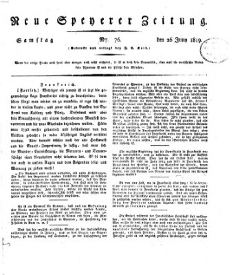 Neue Speyerer Zeitung Samstag 26. Juni 1819