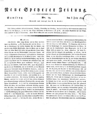 Neue Speyerer Zeitung Samstag 3. Juli 1819