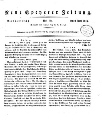 Neue Speyerer Zeitung Donnerstag 8. Juli 1819