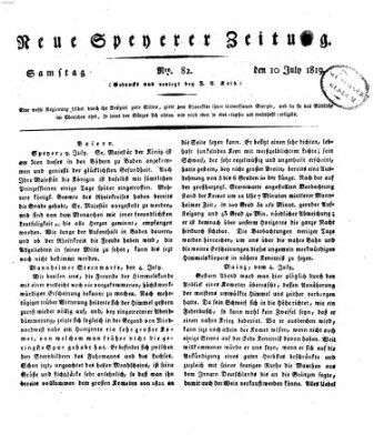 Neue Speyerer Zeitung Samstag 10. Juli 1819