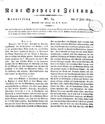 Neue Speyerer Zeitung Donnerstag 15. Juli 1819