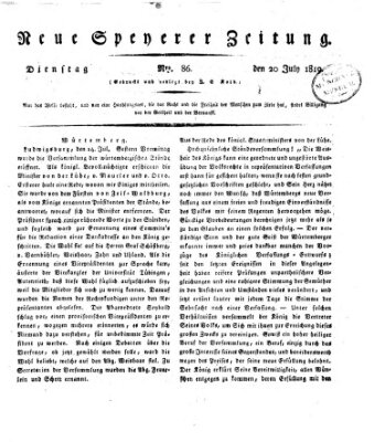 Neue Speyerer Zeitung Dienstag 20. Juli 1819