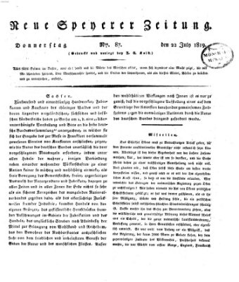 Neue Speyerer Zeitung Donnerstag 22. Juli 1819