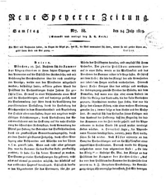 Neue Speyerer Zeitung Samstag 24. Juli 1819