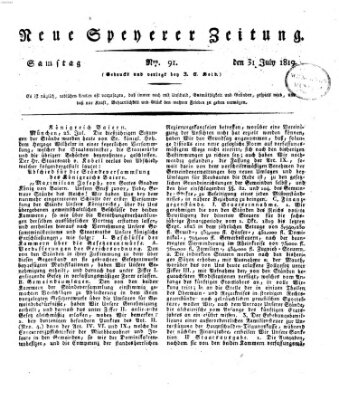 Neue Speyerer Zeitung Samstag 31. Juli 1819