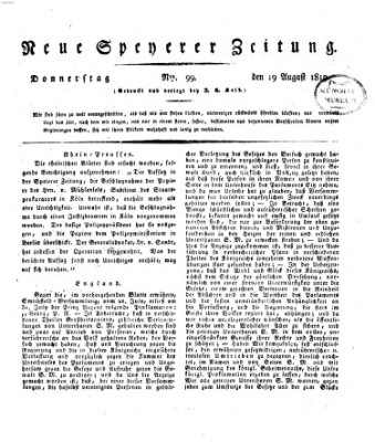 Neue Speyerer Zeitung Donnerstag 19. August 1819