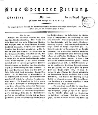 Neue Speyerer Zeitung Dienstag 24. August 1819