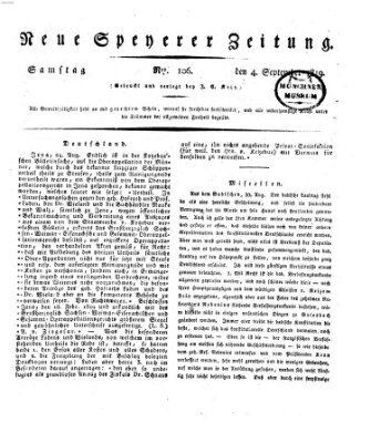 Neue Speyerer Zeitung Samstag 4. September 1819