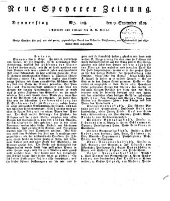 Neue Speyerer Zeitung Donnerstag 9. September 1819