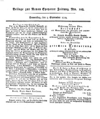 Neue Speyerer Zeitung Donnerstag 9. September 1819